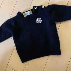 Moncler navy baby sweater. Worn twice. Size 3-6m.